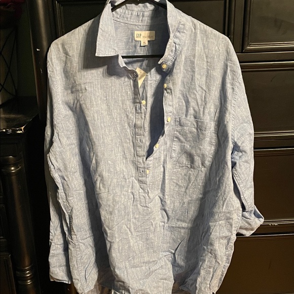 GAP Women's Sky Blue Button Tunic - Picture 3 of 5